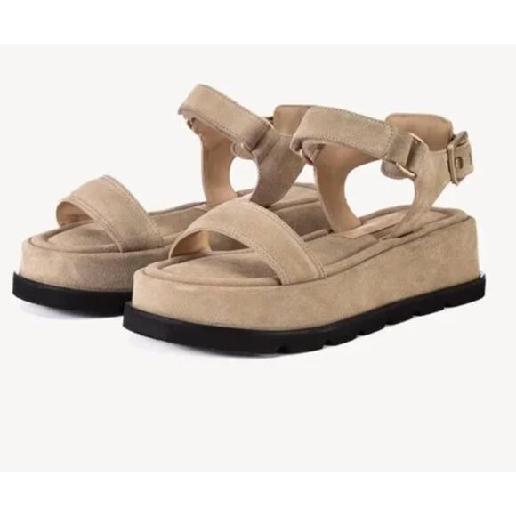Brochu Walker Shoes - Brochu Walker The St. Tropez Sandal Antler Suede Womens Size 9